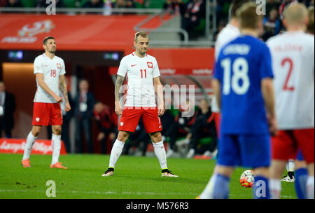 WROCLAW, Polonia, 26 marzo 2016: Inernational Friendly gioco di gioco del calcio della Polonia - Finlandia o/p Kamil Grosicki Foto Stock