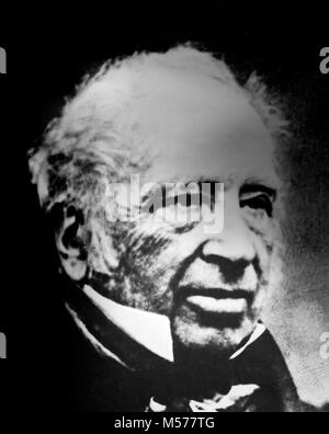 Sir George Cayley, sesto Baronet (1773-1857) un ingegnere inglese e pioniere dell'aviazione. Nel 1799 egli ha formulato il concetto di aereo ad ala fissa con meccanismi di generazione di sollevamento e i sistemi di propulsione e pubblicato un documento che definisce i principi di base di volo in aereo nel 1809. Nel 1849 egli ha lanciato con successo un aliante sufficientemente grande per trasportare un piccolo bambino dalla sua casa a Brompton Hall, vicino a Scarborough. Foto Stock