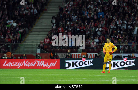 Varsavia, Polonia - 11 ottobre 2015: EURO 2016 Campionato Europeo Qualifing Round Francia Polonia - Repubblica di Irlanda o/p Lukasz Fabianski Foto Stock