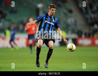 Varsavia, Polonia - 22 ottobre 2015: LA UEFA Europa League group stage Legia Warszawa Club Brugge Belgio o/p: Brandon Mechele Foto Stock