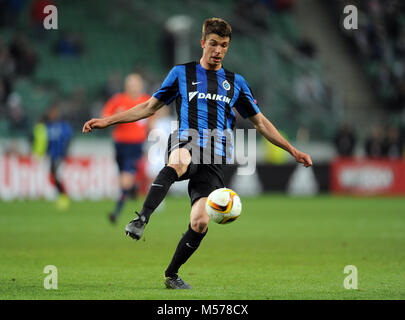 Varsavia, Polonia - 22 ottobre 2015: LA UEFA Europa League group stage Legia Warszawa Club Brugge Belgio o/p: Brandon Mechele Foto Stock