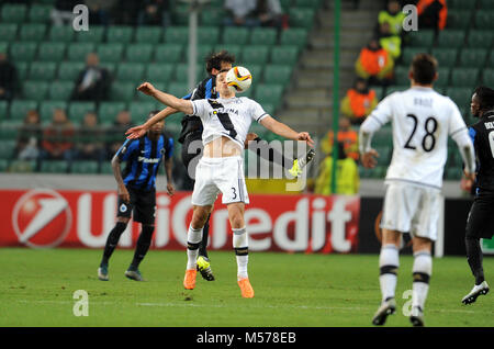 Varsavia, Polonia - 22 ottobre 2015: LA UEFA Europa League group stage Legia Warszawa Club Brugge Belgio o/p: Tomasz Jodlowiec Foto Stock