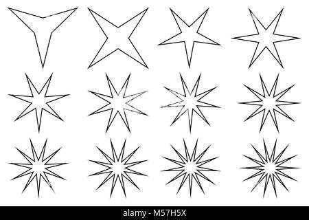 Star - set di vettore - nero su sfondo bianco Illustrazione Vettoriale