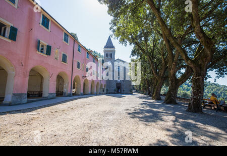 MONTEROSSO AL MARE, Italia, Agosto 18, 2017 - Santuario di Nostra Signora di Soviore, provincia della Spezia, vicino a Monterosso alle 5 Terre, Italia. Foto Stock