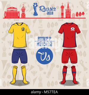 Il mondo del calcio russia 2018 corrispondono Illustrazione Vettoriale