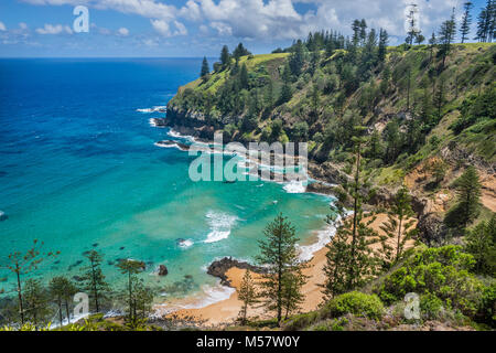 Isola Norfolk, australiano territorio esterno, vista di Anson Bay alla costa occidentale dell'isola Foto Stock