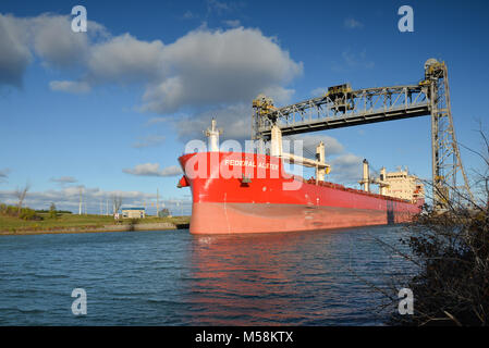 Il Federal Bristol portarinfuse passando attraverso il Welland Canal Foto Stock