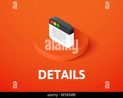 Dettagli icona isometrica, isolata su uno sfondo colorato Illustrazione Vettoriale