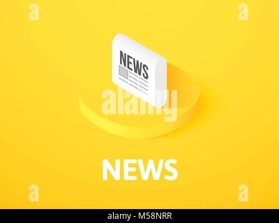 News icona isometrica, isolata su uno sfondo colorato Illustrazione Vettoriale