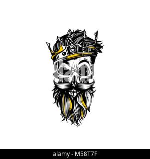 Mano bozzetto cranio con corona illustrazione vettoriale. Illustrazione Vettoriale