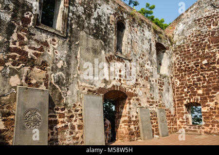 Una famosa Fort rovine su San Paolo Hill - una famosa fort in Malacca, Malesia. Foto Stock