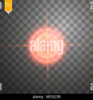 Il neon rosso isolato di destinazione. Interfaccia di gioco l'elemento. Illustrazione Vettoriale Illustrazione Vettoriale