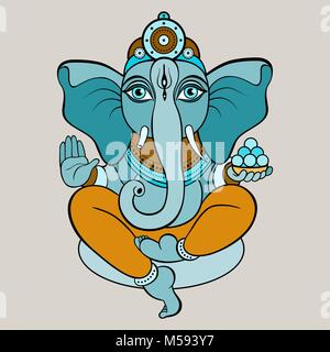 Ganapati meditazione in lotus pongono Illustrazione Vettoriale