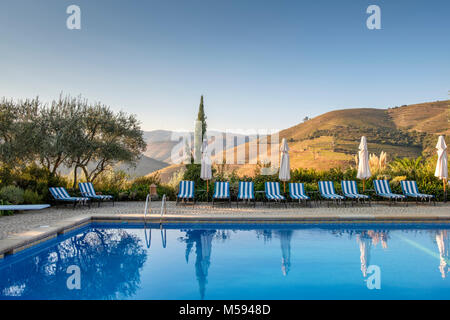 La piscina a Casa do Visconde de Chanceleiros, vicino a Pinhao, Douro River Valley, Portogallo Foto Stock