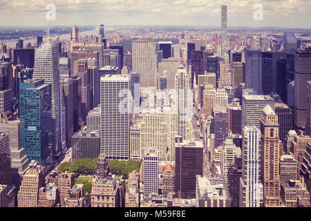 Vista aerea del cuore di Manhattan, colore immagine stilizzata, New York, Stati Uniti d'America. Foto Stock
