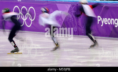 Gangneung, Corea del Sud. Xx Febbraio 2018. Short Track pattinaggio di velocità: Uomini 500m riscalda a Gangneung Ice Arena durante il 2018 Pyeongchang Giochi Olimpici Invernali. Credito: Scott Kiernan Mc/ZUMA filo/Alamy Live News Foto Stock