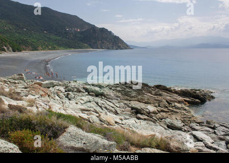 Nonza beach, Corsica, Francia Foto Stock