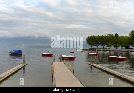 Ouchy porta sul Lago di Ginevra a Losanna, Svizzera Foto Stock