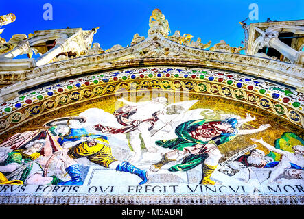 Cristo Victor risurrezione mosaico Basilica di San Marco a Venezia. La Chiesa ha creato 1063 Annuncio alla Casa San Marco corpo Foto Stock