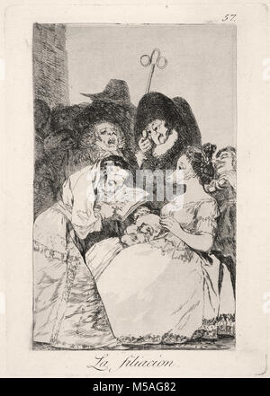 Francisco de Goya - Los Caprichos - No. 57 - La filiacion Foto Stock