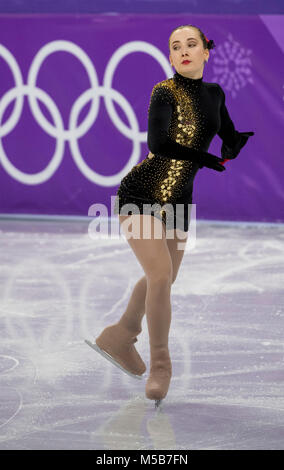 Anna KHNYCHENKOVA (UKR), pattinaggio artistico, Signori di pattinaggio singolo programma a breve, i Giochi Olimpici Invernali PyeongChang 2018, Gangneung Ice Arena, Corea del Sud il 21 febbraio 2018. Credito: Enrico Calderoni AFLO/sport/Alamy Live News Foto Stock