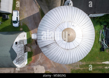 Vista aerea del silo in Fattoria nella contea di Mercer PA Foto Stock