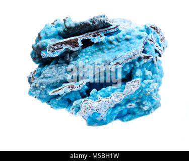 Blu brillante hemimorphite ruvida da Wenshan, Yuunan Provincia, Cina isolato su sfondo bianco Foto Stock