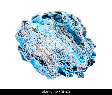 Blu brillante hemimorphite ruvida da Wenshan, Yuunan Provincia, Cina isolato su sfondo bianco Foto Stock