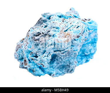 Blu brillante hemimorphite ruvida da Wenshan, Yuunan Provincia, Cina isolato su sfondo bianco Foto Stock