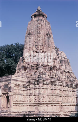 Vista di Parshvanatha tempio di Khajuraho, Madhya Pradesh, India Foto Stock