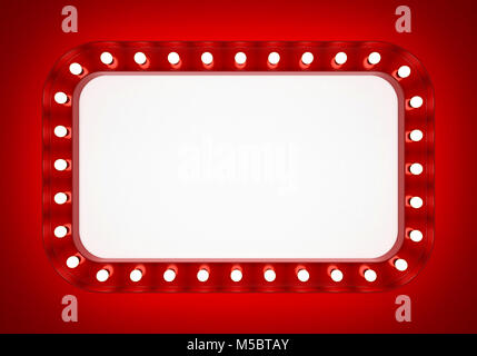 Neon rosso banner su sfondo rosso. Il rendering 3D Foto Stock