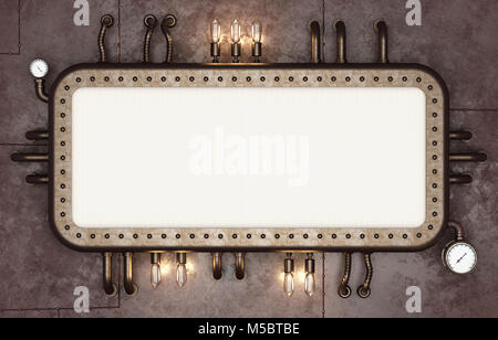 Steampunk cartello. Retro futuristico display. Il rendering 3D Foto Stock