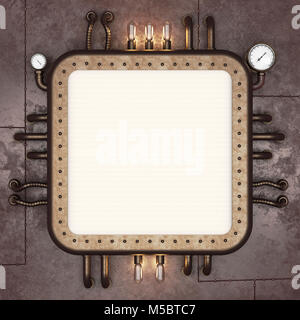 Steampunk cartello. Retro futuristico display. Il rendering 3D Foto Stock