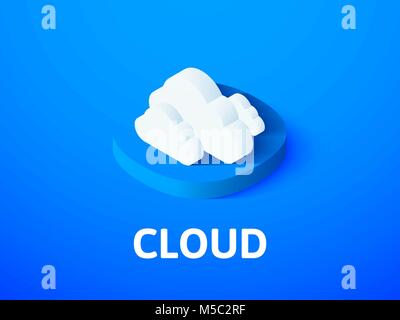 Cloud icona isometrica, isolata su uno sfondo colorato Illustrazione Vettoriale