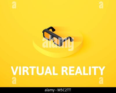 Realtà virtuale icona isometrica, isolata su uno sfondo colorato Illustrazione Vettoriale