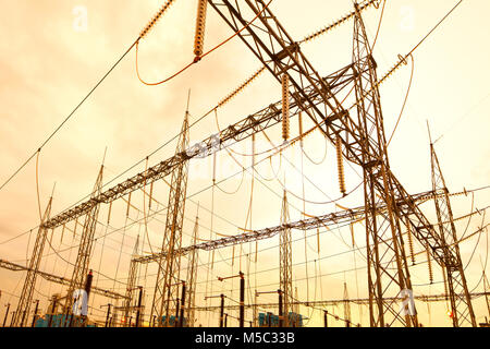 Sottostazione elettrica in Sud America Foto Stock