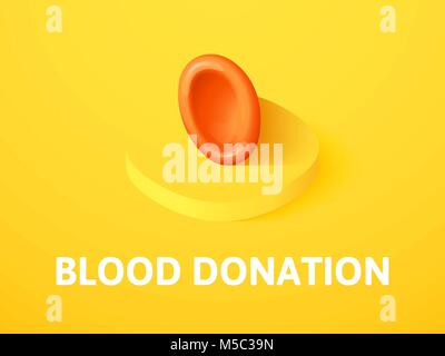La donazione di sangue icona isometrica, isolata su uno sfondo colorato Illustrazione Vettoriale