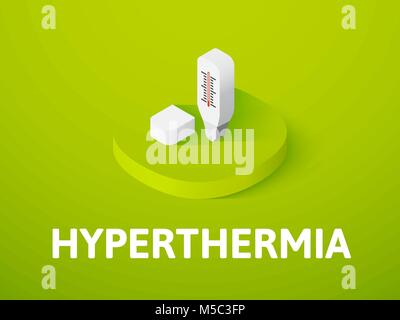 Ipertermia icona isometrica, isolata su uno sfondo colorato Illustrazione Vettoriale
