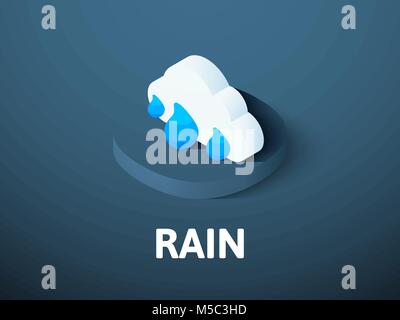 Pioggia icona isometrica, isolata su uno sfondo colorato Illustrazione Vettoriale