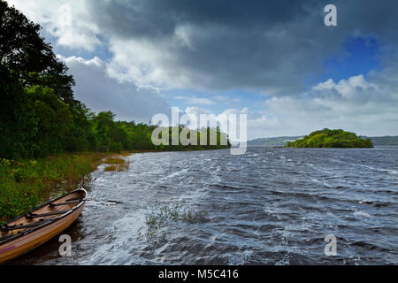 L'Isola di Inishfree..."Mi leverò e andrò ora e andare a Innisfree' immortalato nel poema di W.B. Yeats, Lough Gill, nella contea di Sligo, Irlanda Foto Stock