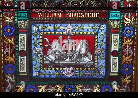 La finestra di Shakespeare in mostra presso la Biblioteca dello Stato di Victoria a Melbourne Foto Stock