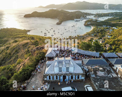 Shirley Heights domenica BBQ e Nelson's Dockyard, Antigua Foto Stock
