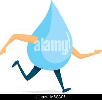 Cartoon illustrazione della goccia d'acqua durante la corsa Illustrazione Vettoriale
