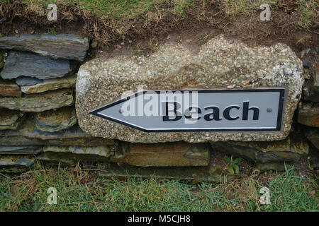 Segno di spiaggia su National Trust land. Foto Stock