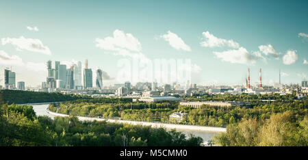 Vista panoramica della città di Mosca da Sparrow Hills, Russia Foto Stock