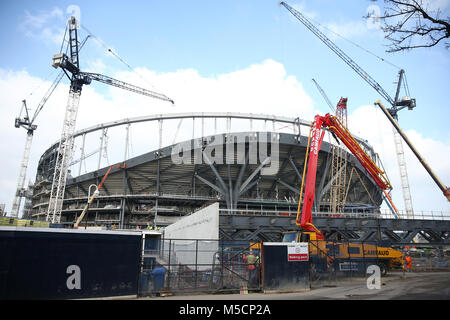 Vista generale della costruzione in corso lavori su Tottenham Hotspur del nuovo Stadio White Hart Lane a Londra. Foto Stock