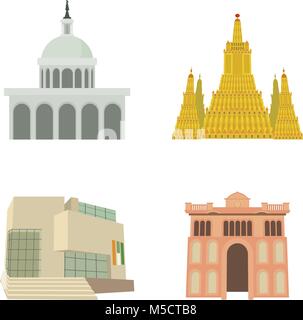 Parlament icon set, stile cartoon Illustrazione Vettoriale