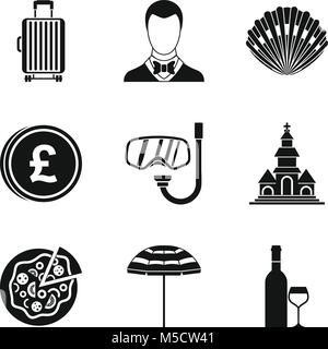 Luna di Miele set di icone, stile semplice Illustrazione Vettoriale