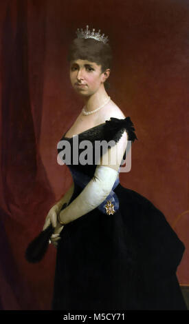 Ritratto della Regina Maria Cristina di Habsburg-Lorraine (1858-1929), che fu regina consorte di Spagna per il suo matrimonio con Alfonso XII e anche la madre del Re Alfonso XIII. da Pedro Rodrigues de la Torre 1847-1915 19/20th, secolo Spagna, Spagnolo, Foto Stock