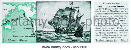 Famosi viaggi - Sir Francis Drake e la "Golden Hind' 1578 Foto Stock